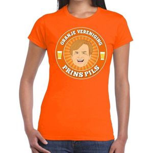 Oranje vereniging Prins Pils t-shirt  oranje dames - Koningsdag kleding XS