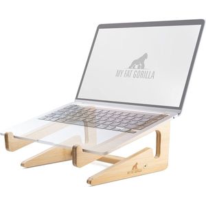 Laptopstandaard van bamboe, ergonomische universele houder voor laptopverhoging, compatibel met 10-15 inch, laptophouder, bureau, verticale laptopstandaard