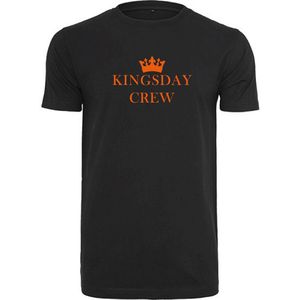 T-shirt Heren Crew - Maat M - Zwart - Oranje - Heren shirt korte mouw met tekst