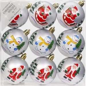 18x Witte kerstballen 6 cm kunststof met print - Onbreekbare plastic kerstballen - Kerstboomversiering wit