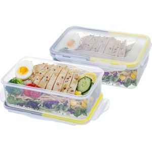 6 PACK 1150ML plastic voedselopslagcontainers set met deksel, maaltijdvoorbereidingsdozen, opbergdoos keuken, magnetronservies, rechthoekige voedselopslagdoos, lunchbox lunchbox volwassenen (geel en grijs)
