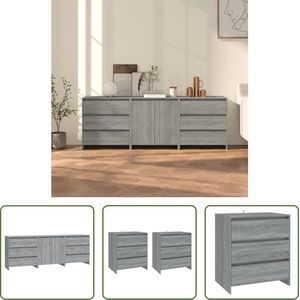 The Living Store Opbergkasten - Grijs Sonoma Eiken - 70 x 40 x 75 cm - Met Deuren en Lades