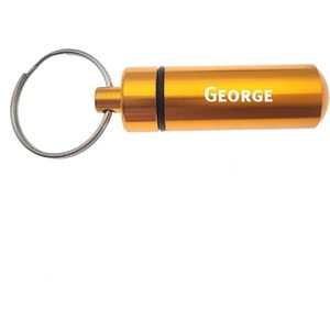 Sleutelhanger - Pillenkoker - Met Naam - George - Medicatie - Identiteitskoker - Goud