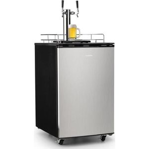 Klarstein Big Spender Double biertap - Thuistap met koelkast voor biervat - Beertender voor vaten tot 50 liter - Zwart/zilver