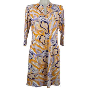 Angelle Milan – Travelkleding voor dames – Geel/Lila Jurk – Ademend – Kreukherstellend – Duurzame jurk - In 5 maten - Maat M