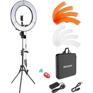 Neewer® - Ringlamplichtset 18 inch/48 inch buiten - 55W 5500K Dimbare LED Ringlichtlampstatief - Bluetooth-ontvanger voor YouTube TikTok Zelfportret van video-opname