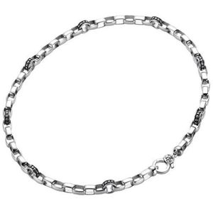 Giorgio Martello gerhodineerd  sterling zilver heren collier, ketting 50cm., schakels LxB ca 7.1 x 6.2mm. met uniek karabijn slot