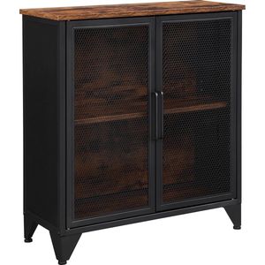 VASAGLE Opbergkast - Commode Kasten - Boekenkast - Dressoir - Kast met 2 Planken - 2 Metalen Deuren - (75 x 33 x 80 cm)