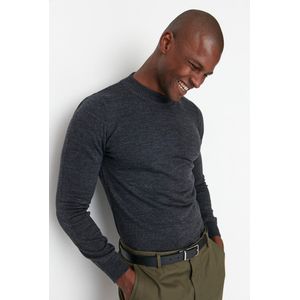 Trendyol Mannen Standaard mouw Basis Antraciet Heren Slim Fit Half Coltrui Basic Sweater TMNAW21KZ0758