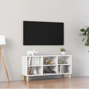 vidaXL Tv-meubel met massief houten poten 103.5x30x50 cm wit