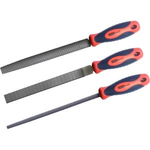 huishoudelijke vijlenset voor metaal, 3-delig, 200mm, plat, halfrond, rond, met ergonomisch en antislip handvat met rubber ( 000040134806 )