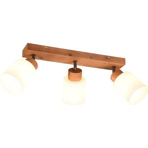 Reality - LED Plafondspot - Plafondverlichting - E14 Fitting - 3-lichts - Rechthoek - Bruin - Hout