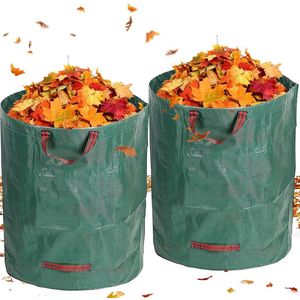 Tuinafvalzak, 2 x 500 l, groene snijzak, tuinzak met 4 handgrepen, zelfstaand en opvouwbare bladzakken, herbruikbare tuinzakken voor tuinafval, groen snijden, bladeren, gazon