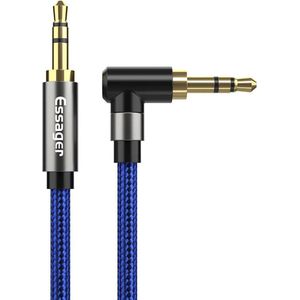 Essager 90° 3.5mm Jack Aux Kabel HiFi Audio met Haakse Hoek 1.5M Blauw