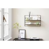 Lifa Living Industrieel Wandrek – Zwart Kruidenrek – Metalen Opbergrek met 2 Planken – Rechthoekig - 56 x 14 x 38 cm