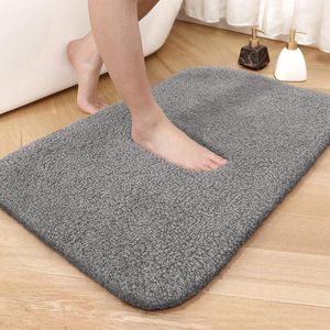 Zachte Microvezel Badmat 40 x 60 cm Fluffy Shaggy Ultra Water Absorberende Antislip Machinewasbaar Voor Douche Badkamer - Lichtgrijs