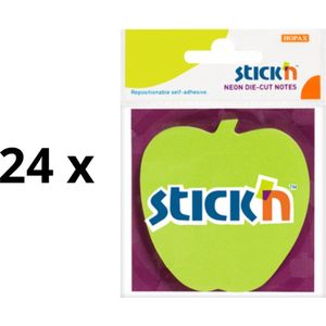 Stick'n Sticky appel notes, 70x70mm, appel, 50 vel, neon groen - 24 memoblokken