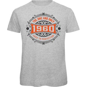 1960 The One And Only | Feest Kado T-Shirt Heren - Dames | Antraciet - Oranje | Perfect Verjaardag Cadeau Shirt | Grappige Spreuken - Zinnen - Teksten | Maat L