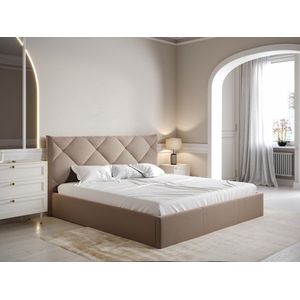 PASCAL MORABITO Bed met opbergruimte 180 x 200 cm - Velours - Beige + matras - STARI van Pascal Morabito L 193 cm x H 106 cm x D 210 cm