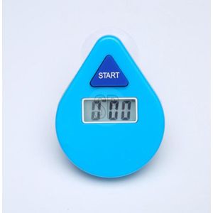 Douche timer/wekker - met zuignap - 5 min - digitaal - blauw - 8 cm