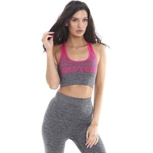 Gold's Gym Ladies Seamless Crop Top - Pink/Grey Marl - XS/S