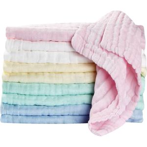 Mousseline babywashandjes, zachte gezichtsdoeken voor pasgeborenen, absorberend, jongens en meisjes, 10 stuks, 25 x 25 cm slabbetjes