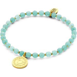 CO88 Collection 8CB 90217  Natuurstenen Armband met Staal Elementen - Jade - Chakra Bedel - One-size - Lichtblauw