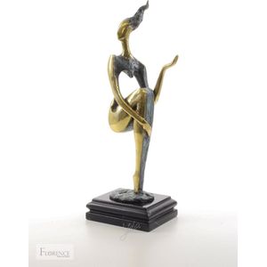 Naakte Vrouw ""Modern"" - Bronzen beeld - Brons kunstwerk - Marmer Sokkel - Moderne Kunst - Woondecoratie Sculptuur - 42x12x16 cm