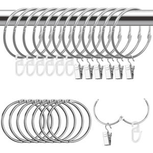 20-delige 50mm gordijnringen met clips en haken set voor gordijnen en douchegordijnen