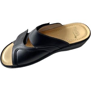 Fidelio Hallux Comfort Dames slippers & muiltjes met uitneembaar voetbed, Maat 41, Zwat