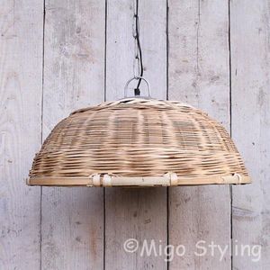 Hanglamp - Riet - Bamboe - Ijzer - Naturel - Tuin - Overkapping - Dia 58 cm