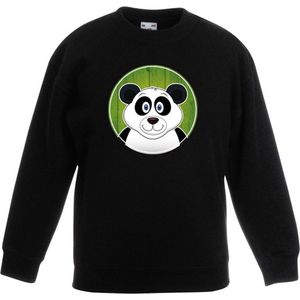 Kinder sweater zwart met vrolijke panda print - pandas trui - kinderkleding / kleding 152/164