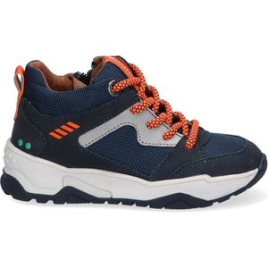 BunniesJR 221843-129 Jongens Hoge Sneakers - Blauw/Oranje - Nubuck - Veters