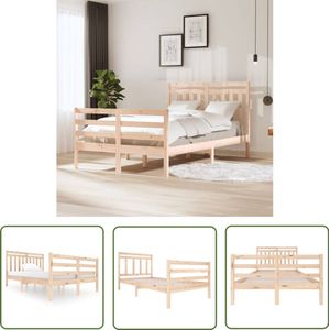 vidaXL Bedframe Massief Grenenhout 120x200 cm Bed - Grenenhouten Bed - Massief Houten Bed - Rustic Bed - Vintage Bed