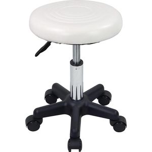 Ronde draaikruk met wielen PU Leahter rolkruk in hoogte verstelbare kruk voor spa-salon massage zwart