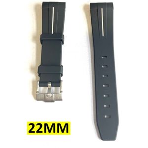 Siliconen Horlogeband - Arc Band - Sport Waterdicht - Voor Seiko Skx modellen - Seiko 5 - 22MM - Zwart Wit
