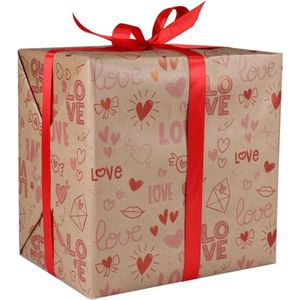 Cadeaupapier - 50cm - 200m - 70gr/m² - Love Notes - bruin