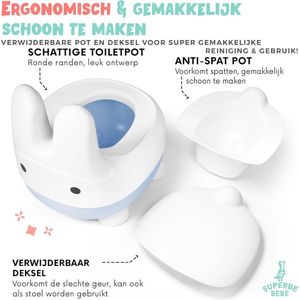 Kinderpotje - leren toilet met rugleuning - babytoilet - baby- en kindertoilet - comfortabel, antislip, spatwaterdicht en geurremmend - eenvoudig legen met afneembare pot