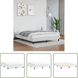 The Living Store Bedframe kunstleer wit 140x200 cm - Slaapkamer Meubels - Tweepersoons Bed Frame - Witte Bed Frame - Kunstleder Bed Frame - Boxspring Bed Frame