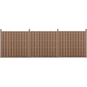 In And OutdoorMatch WPC Hekpaneel Koby - 11 planken - Met Palen - 185x562 cm - Bruin - Waterdicht