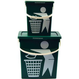 Handig klein afvalbak Afvalemmer containertje| 100% BIO recyclable | 30.8x25x14 cm| organisch afval 11/4.5 liter Groen | 2 Stuks