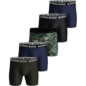 Bjorn Borg - Björn Borg Performance Boxershorts 5-Pack Zwart Groen Blauw - Heren - Maat M - Body-fit