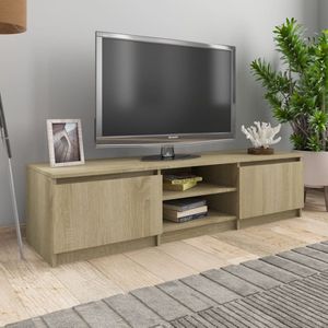 The Living Store TV-meubel Classic - 140x40x35.5 cm - eikenhout - 2 deuren - 2 open vakken
