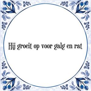 Tegeltje met Spreuk (Tegeltjeswijsheid): Hij groeit op voor galg en rat + Kado verpakking & Plakhanger