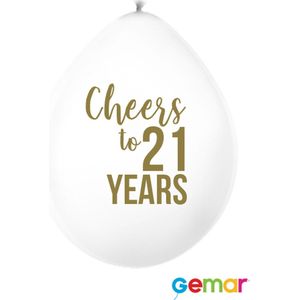 Ballonnen Cheers to 21 Years Wit met opdruk Goud (lucht)