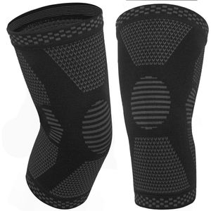 Kniebandage - 2 stuks met antislip en elastische compressionele ondersteuning voor sport, orthopedisch, artrose en meniscus (zwart, L)