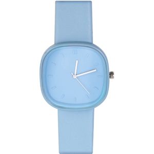 Pastel Color Horloge Square - Blauw / Blue | Kunstleer | Ø 38 mm | Fashion Favorite