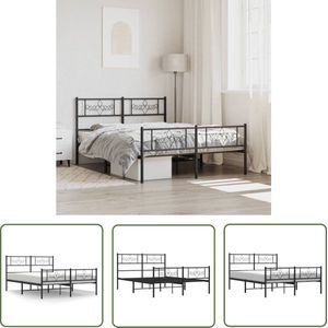 The Living Store Bedframe Klassiek - Metalen constructie - Met opbergruimte - Zwart - 196 x 125 x 90 cm