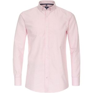 Redmond comfort fit overhemd - popeline - roze met wit geruit - Strijkvriendelijk - Boordmaat: 39 - 40