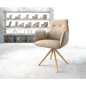 Draaistoel Zoa-Flex houten frame conisch beige vintage 180° draaibaar